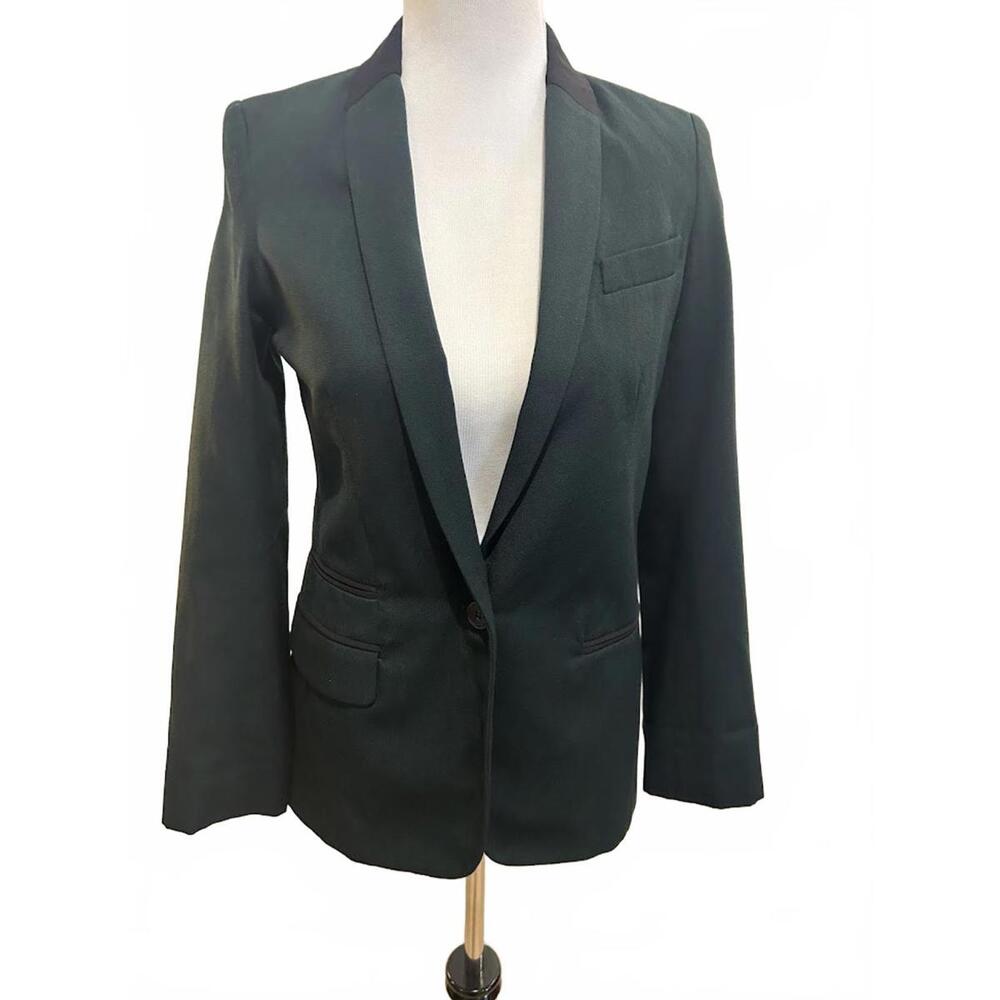 A.L.C Green‎ Single Breasted blazer with black trim Size 2 Business to Evening